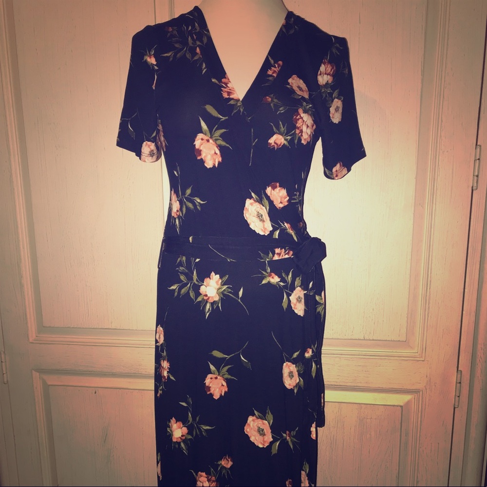 Faux wrap maxi dress